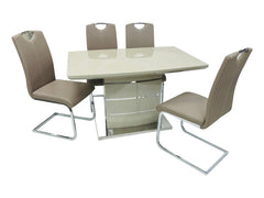 Milan 120cm dining table with matching chairs in cappuccino finish for stylish dining spaces