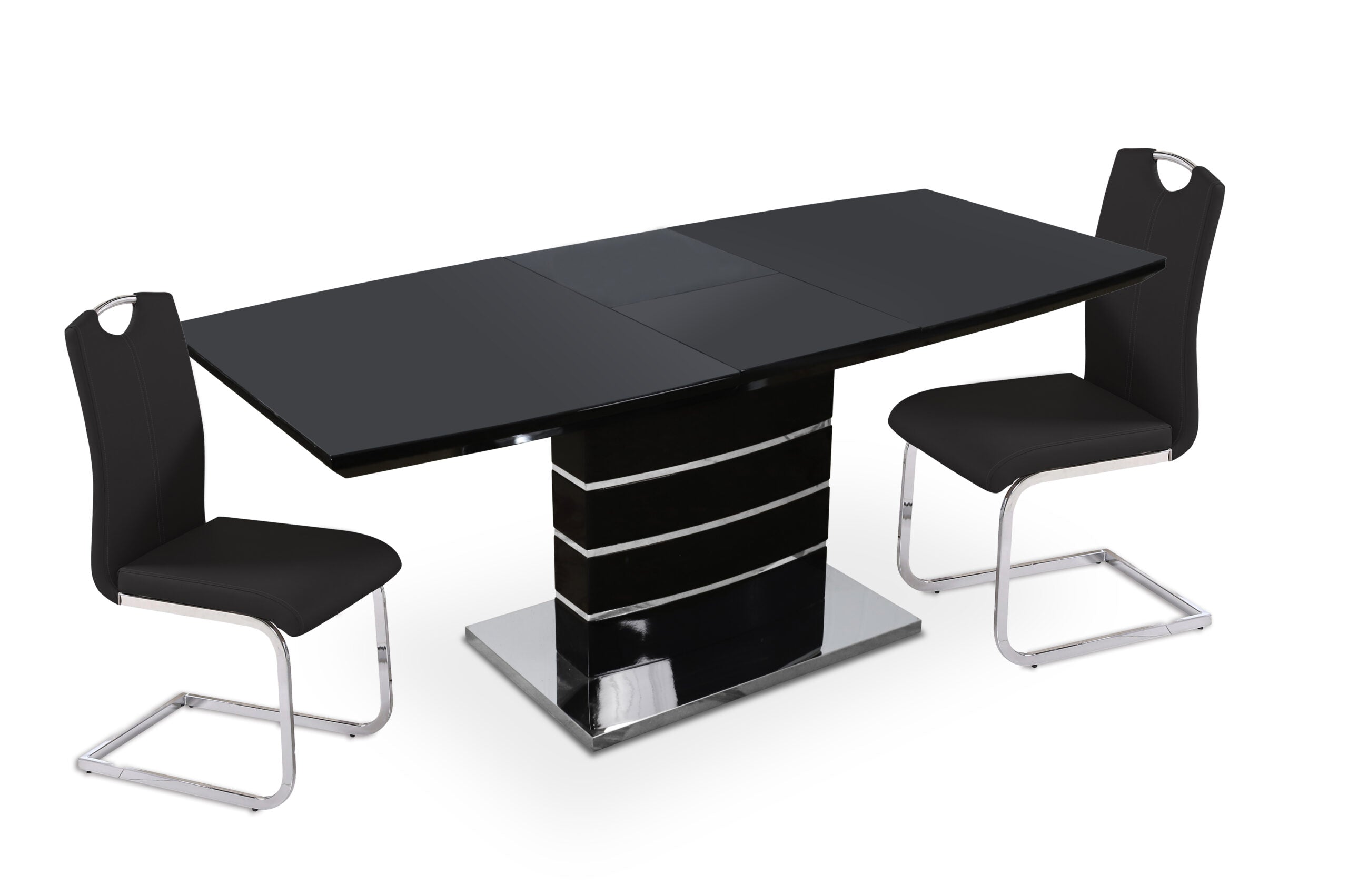 Milan 140cm to 180cm extending dining table black finish by Solid Furniture UK modern extendable dining table UK furniture