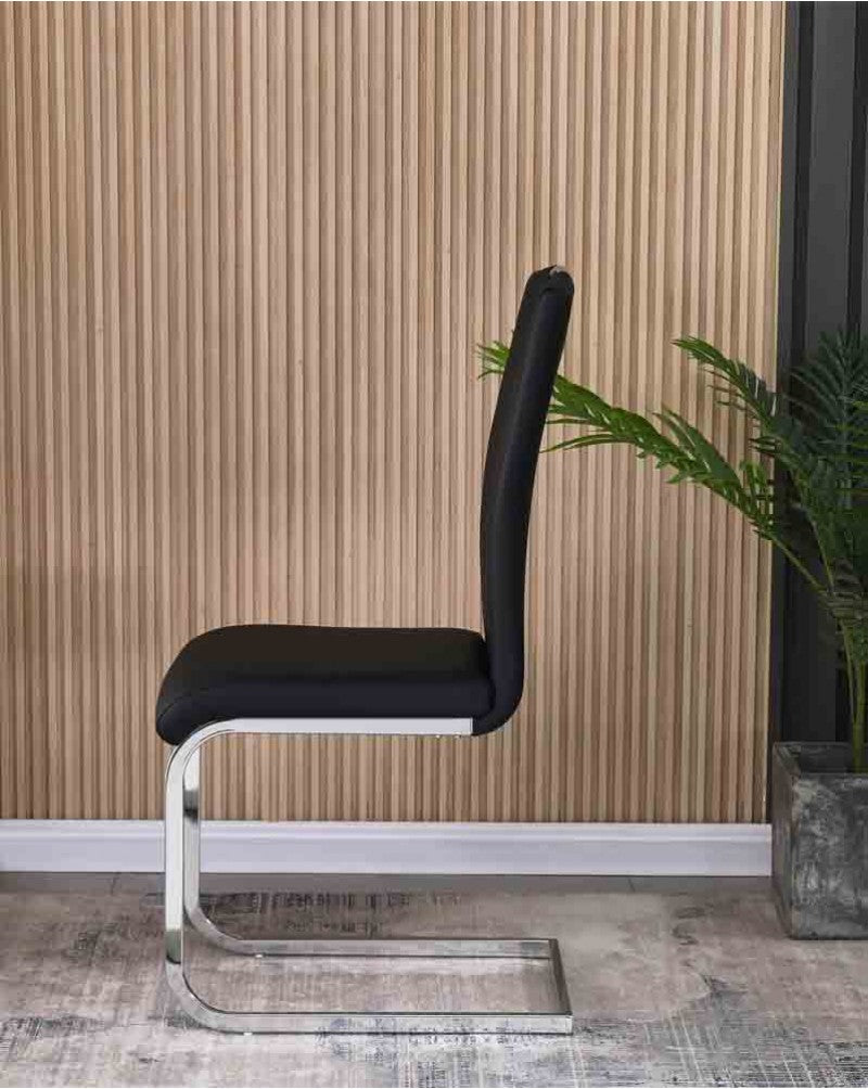Black Milan Dining Chair side view contemporary dining chair UK Solid Furniture UK home furniture
