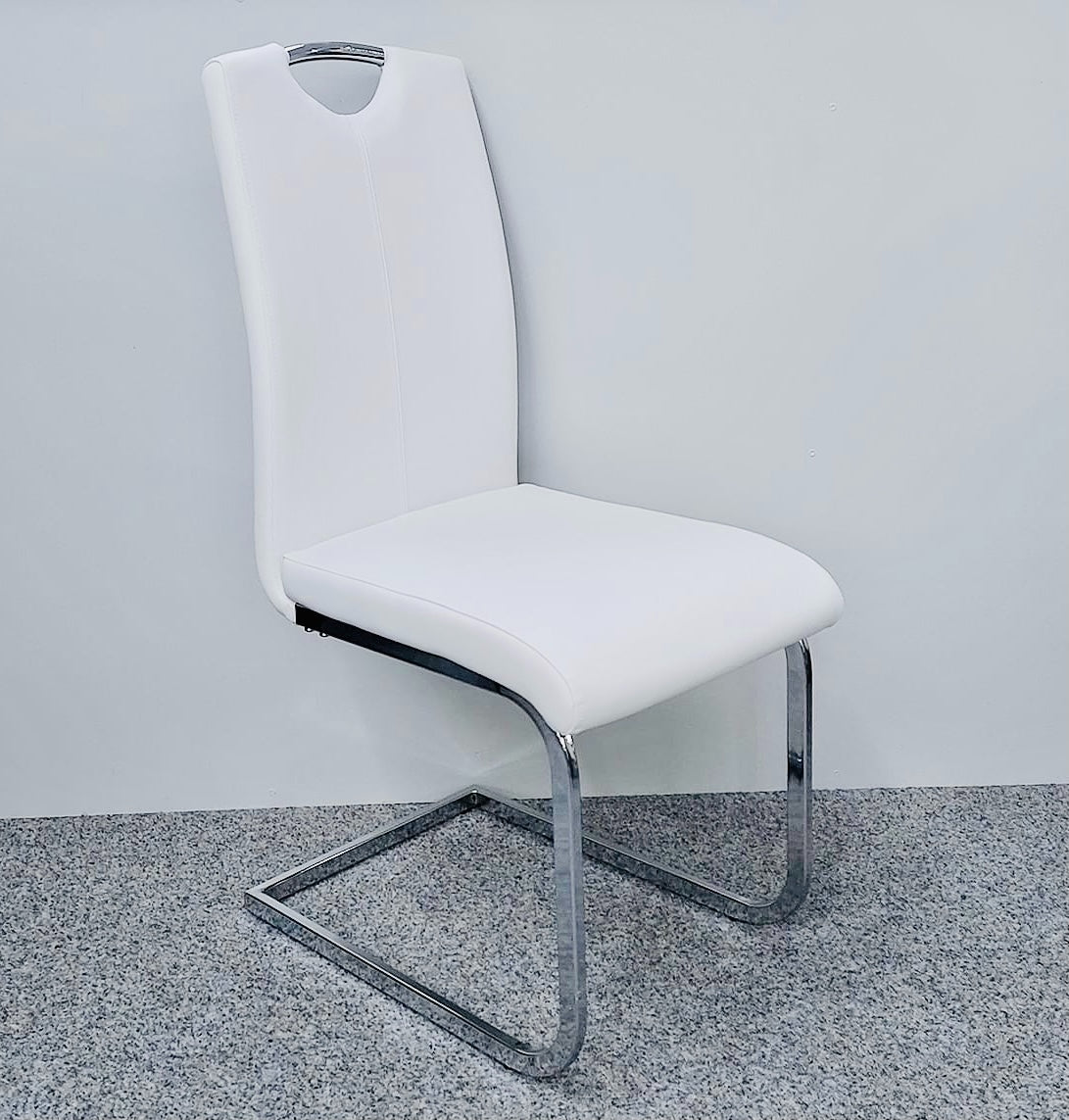 White Milan Dining Chair Set of 2 front view modern dining chairs UK Solid Furniture UK home furniture