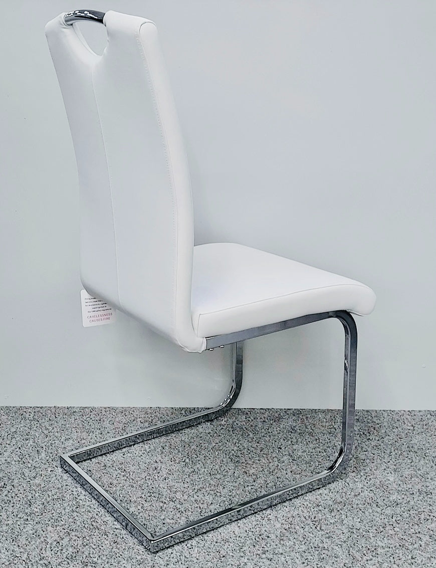 White Milan Dining Chair side view contemporary dining chair UK Solid Furniture UK interiors