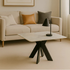 Milan Lamp Table with ceramic top in a living room | Solid Furniture UK