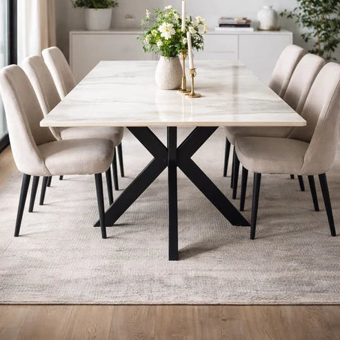 Milan rectangular ceramic dining table with chairs – Solid Furniture UK