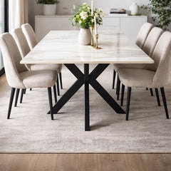 Milan rectangular ceramic dining table with chairs – Solid Furniture UK