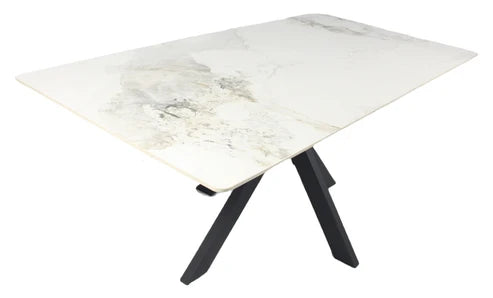 Milan rectangular dining table ceramic top side view – Solid Furniture UK