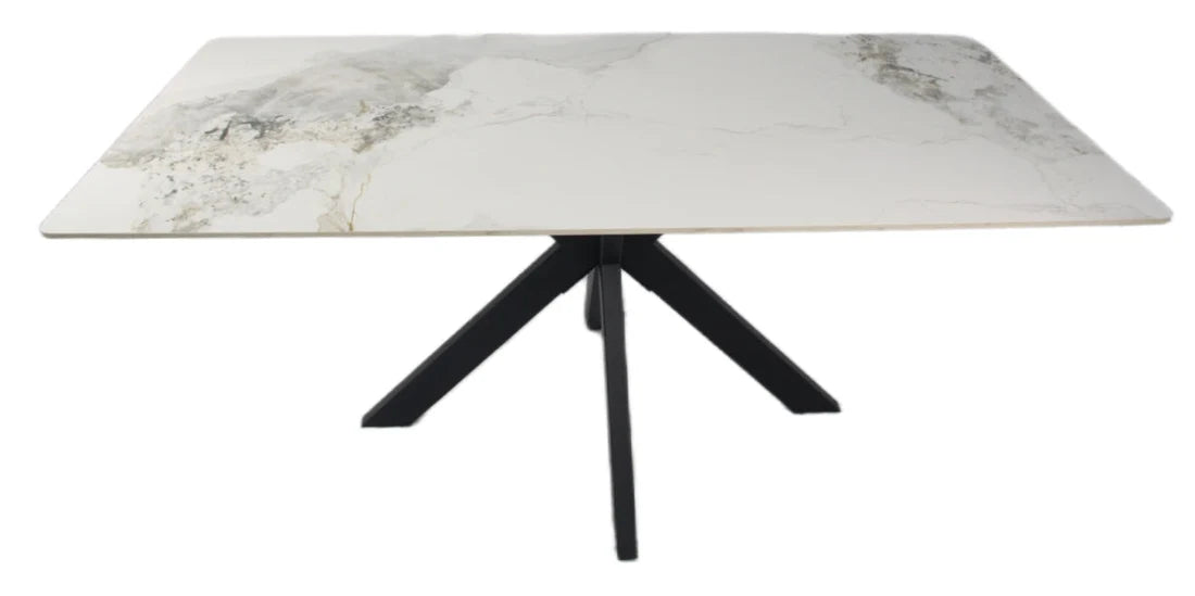 Milan rectangular ceramic dining table top view – Solid Furniture UK