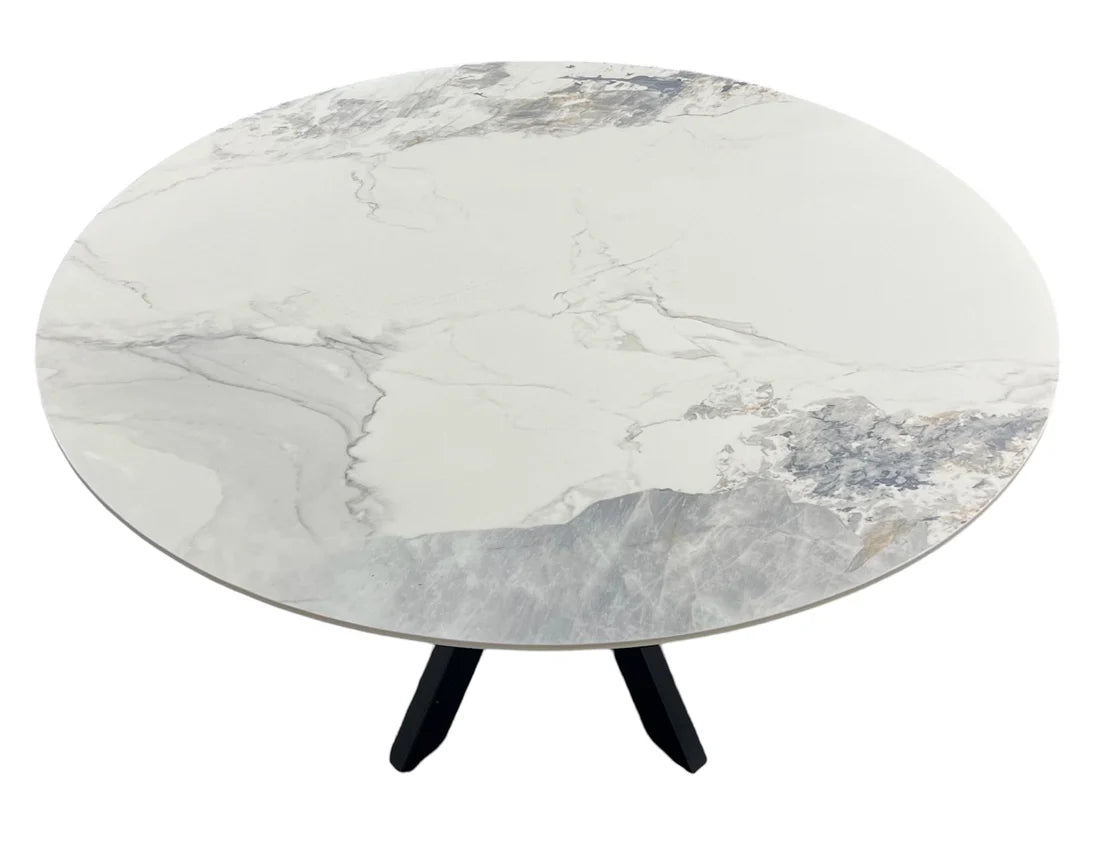 Milan round ceramic dining table top view – Solid Furniture UK
