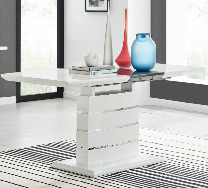 Milan white 140cm–180cm extending dining table by Solid Furniture UK modern minimalist UK dining furniture