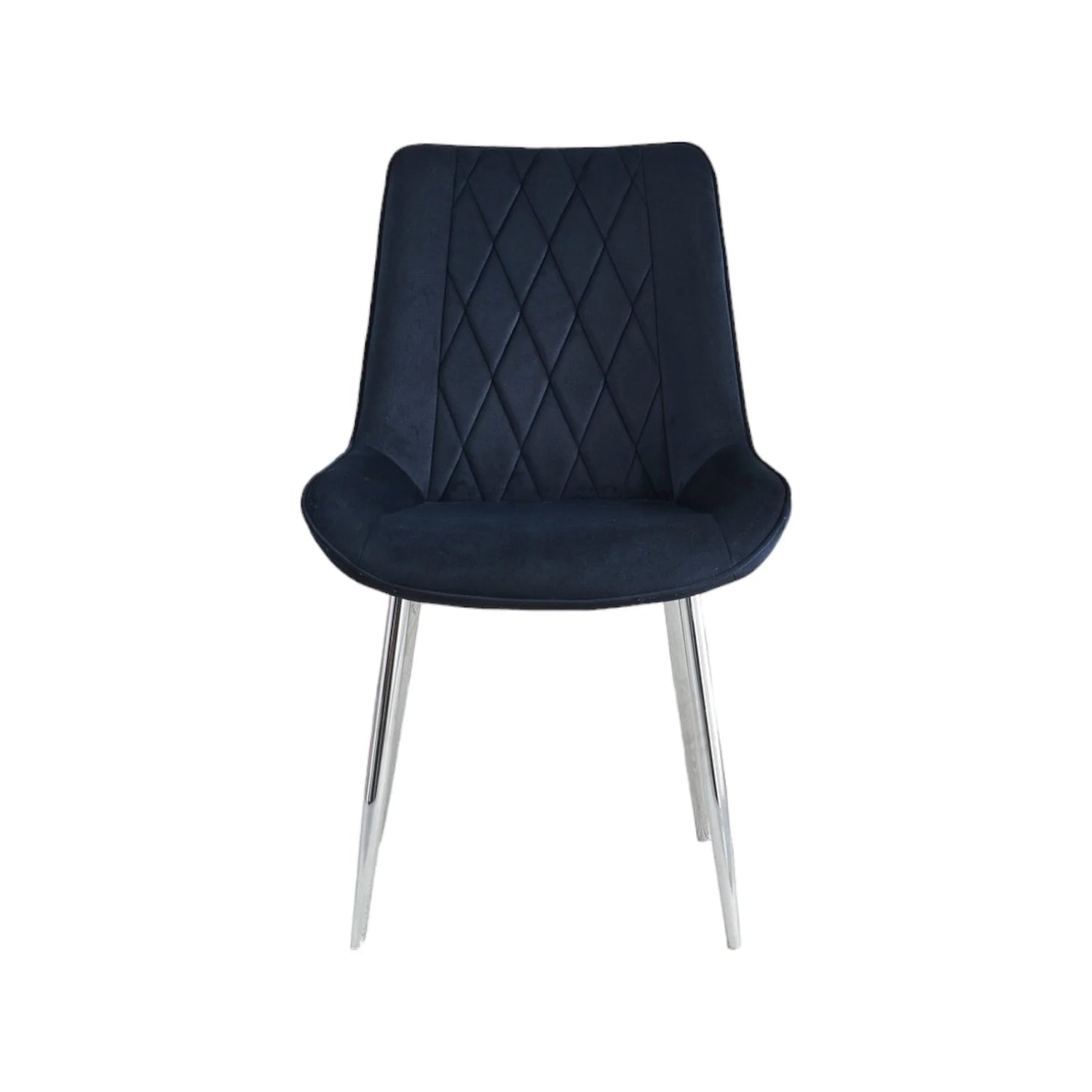 Mortiz black velvet dining chair with chrome frame main view from Solid Furniture UK