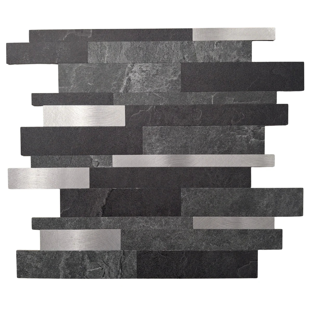 Close-up of Black mixed with Grey mosaic wall tiles 30x30 cm pack of 10 from Solid Furniture LTD, highlighting texture and modern design