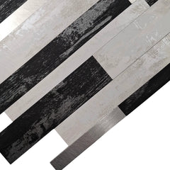 Close-up of Black mixed with Silver mosaic wall tiles 30x30 cm pack of 10 from Solid Furniture LTD, showcasing detail and self-adhesive backing