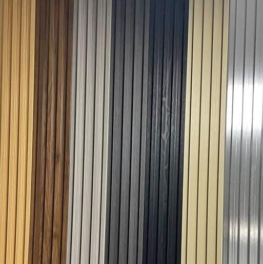 Premium multi-color WPC wall panels UK by Solid Furniture LTD showcasing a modern decorative design with mixed shades and wood texture finish