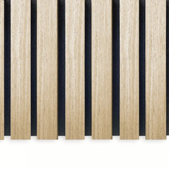 Natural oak acoustic slatted wall panel, 60×240 cm, sound-absorbing wooden panel by Solid Furniture UK