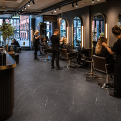 Aurevia Nero LVT Stone Effect Flooring from Solid Furniture UK creating a premium finish in a modern interior