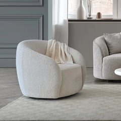 Nolita Bouclé Accent Chair in neutral teddy fabric modern ergonomic design UK solid furniture UK