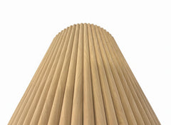 Close-up of Oak Flute flexible wall panel showing authentic oak veneer slats, smooth surface, and high-quality craftsmanship. solid furniture UK