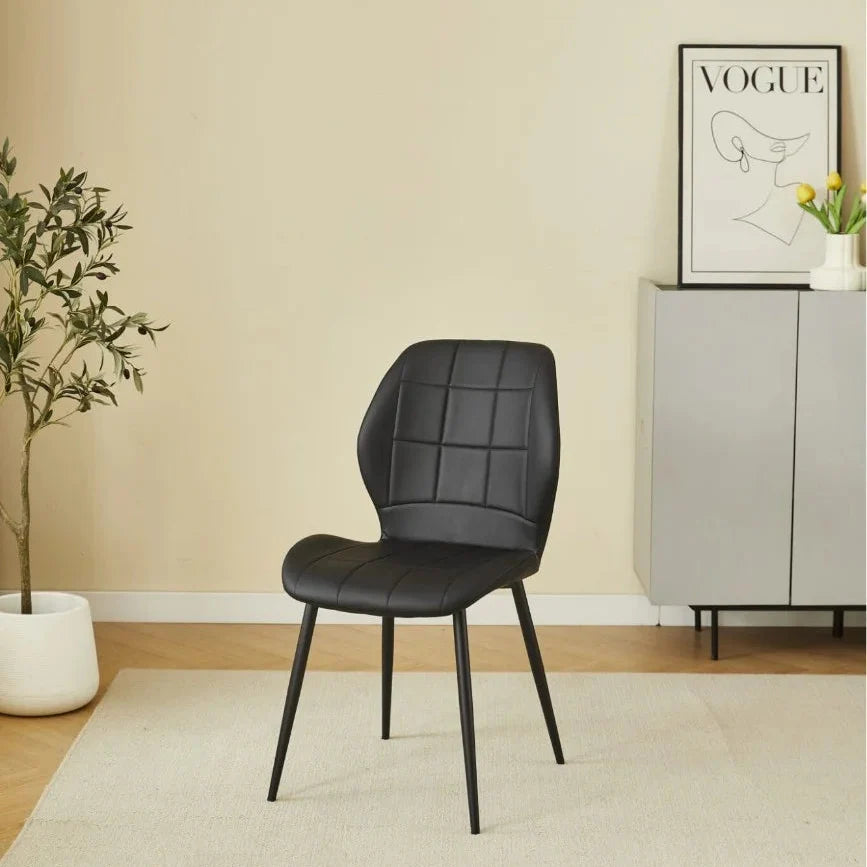 Solid Furniture UK Oliver modern PU leather effect dining chair set of 4 in black front view