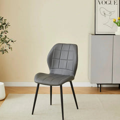 Solid Furniture UK Oliver modern PU leather effect dining chair set of 4 in grey front view