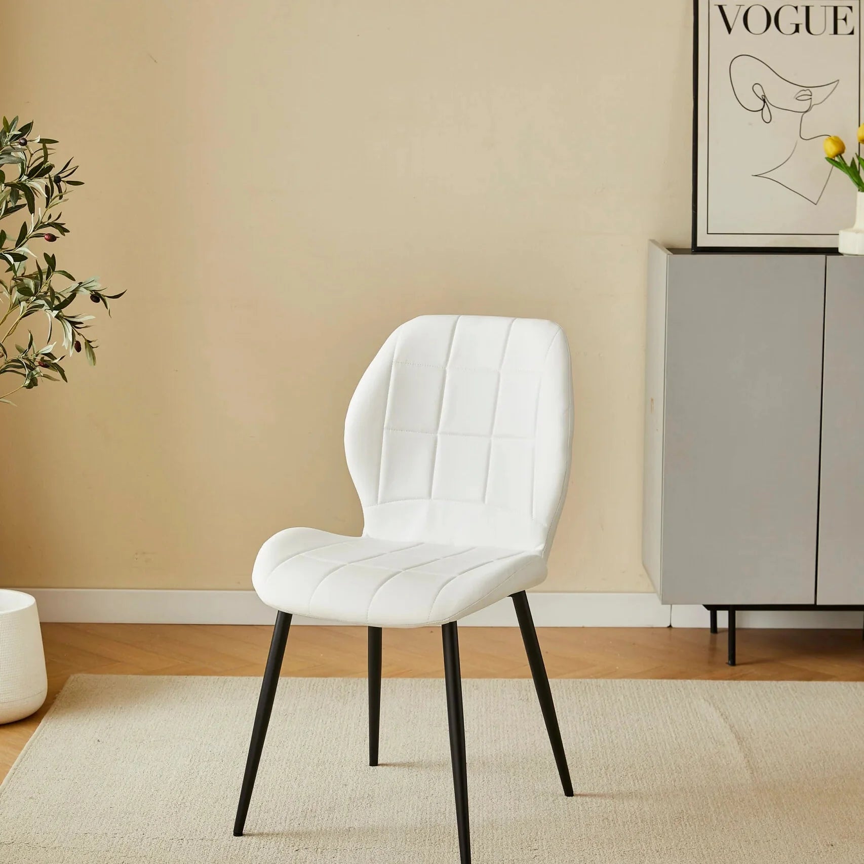 Solid Furniture UK Oliver PU leather effect dining chair set of 4 in white main view