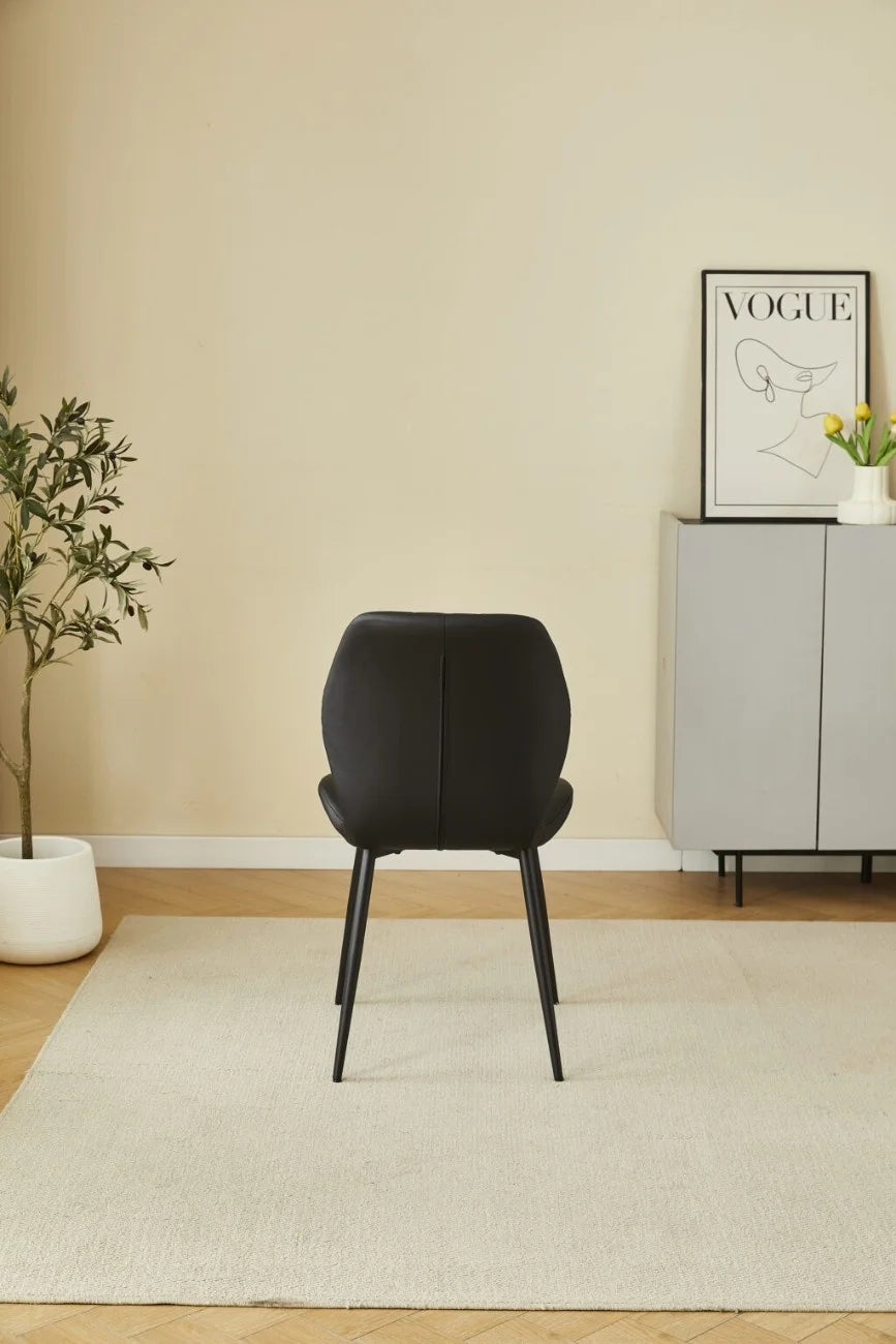 Solid Furniture UK Oliver PU leather effect dining chair set of 4 in black back view