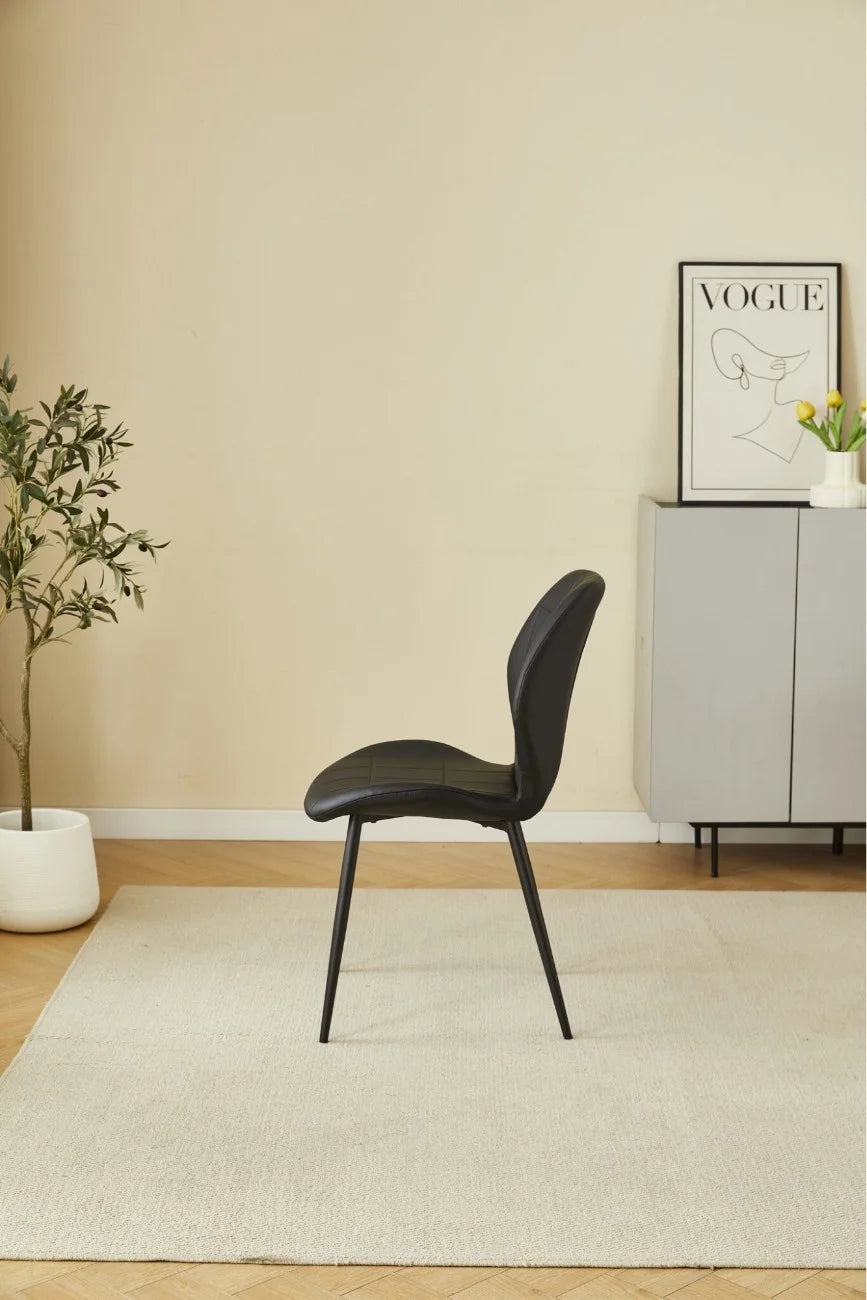 Solid Furniture UK Oliver PU leather effect dining chair set of 4 in black side view