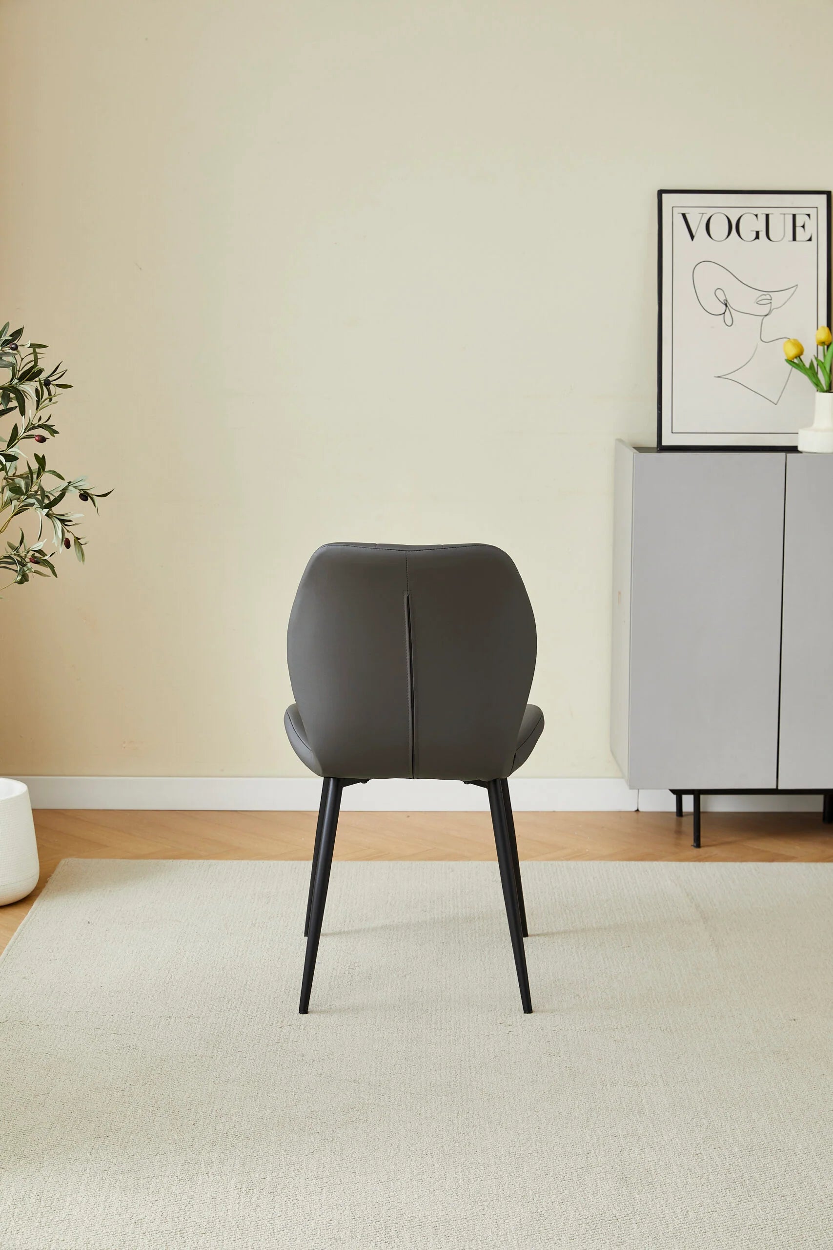 Solid Furniture UK Oliver PU leather effect dining chair set of 4 in grey back view