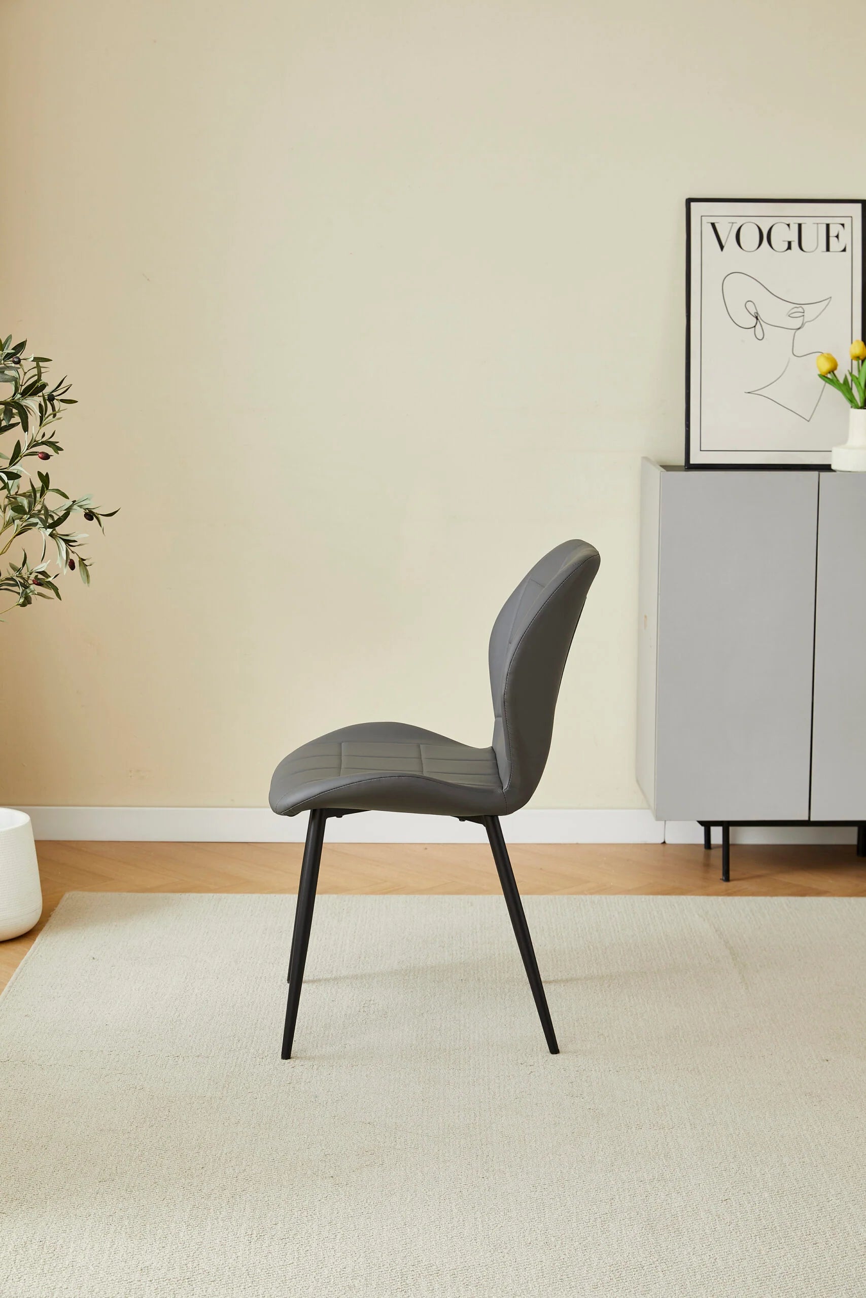 Solid Furniture UK Oliver PU leather effect dining chair set of 4 in grey side view