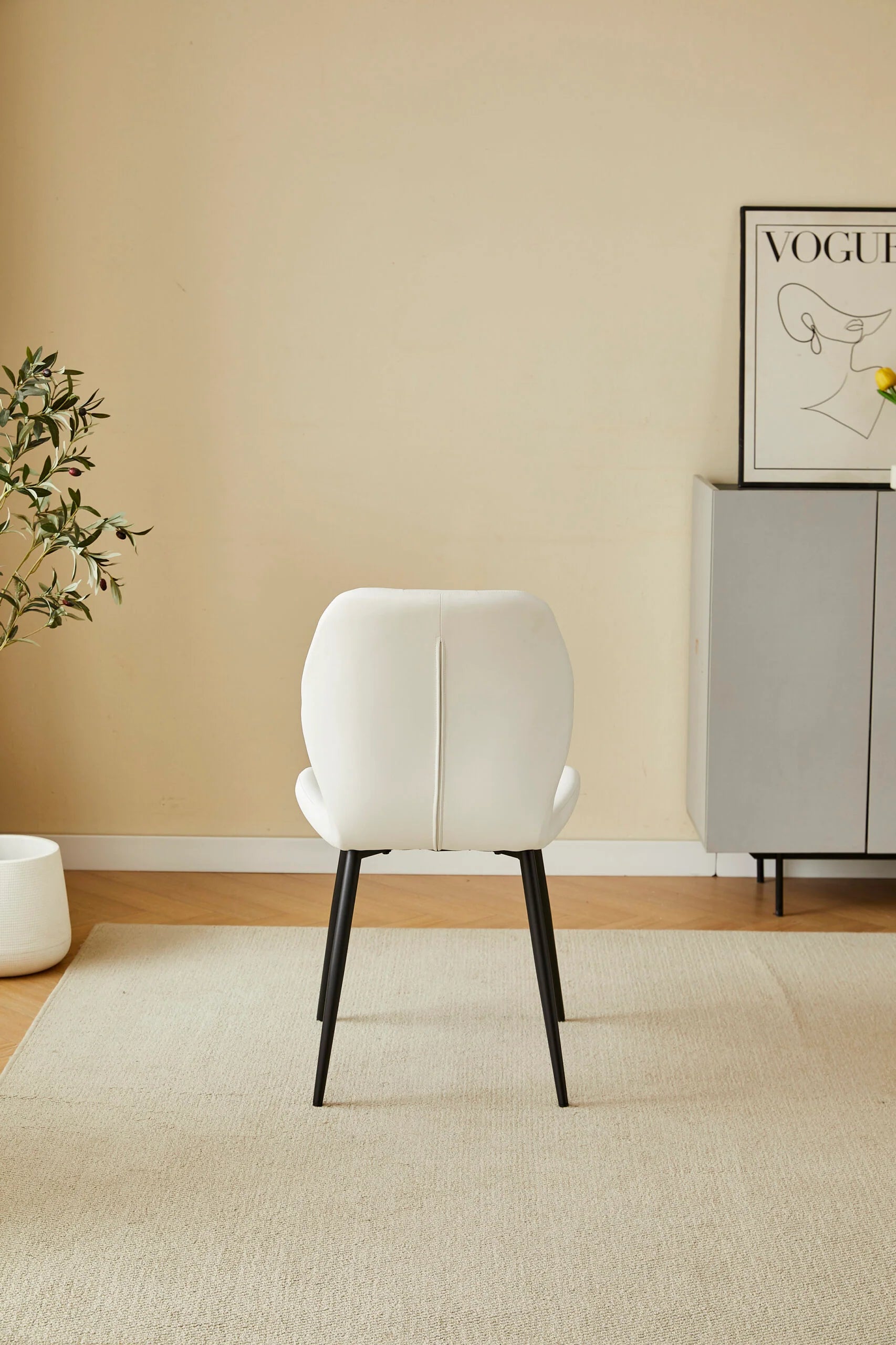 Solid Furniture UK Oliver PU leather effect dining chair set of 4 in white back view