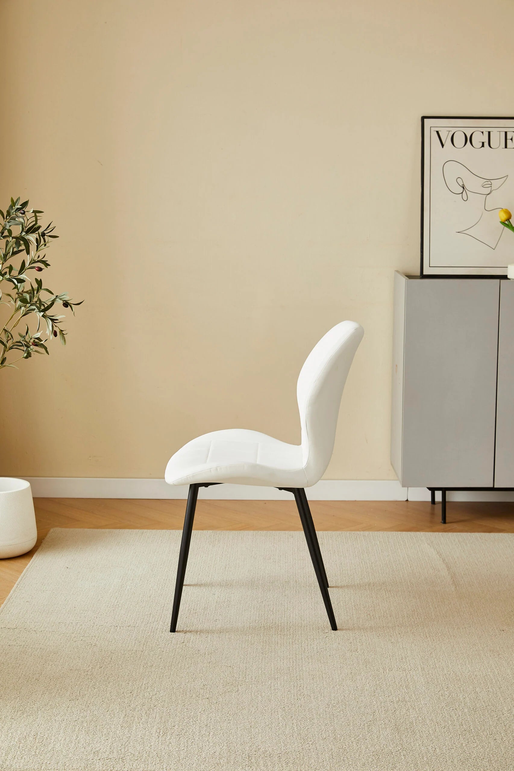 Solid Furniture UK Oliver PU leather effect dining chair set of 4 in white side view