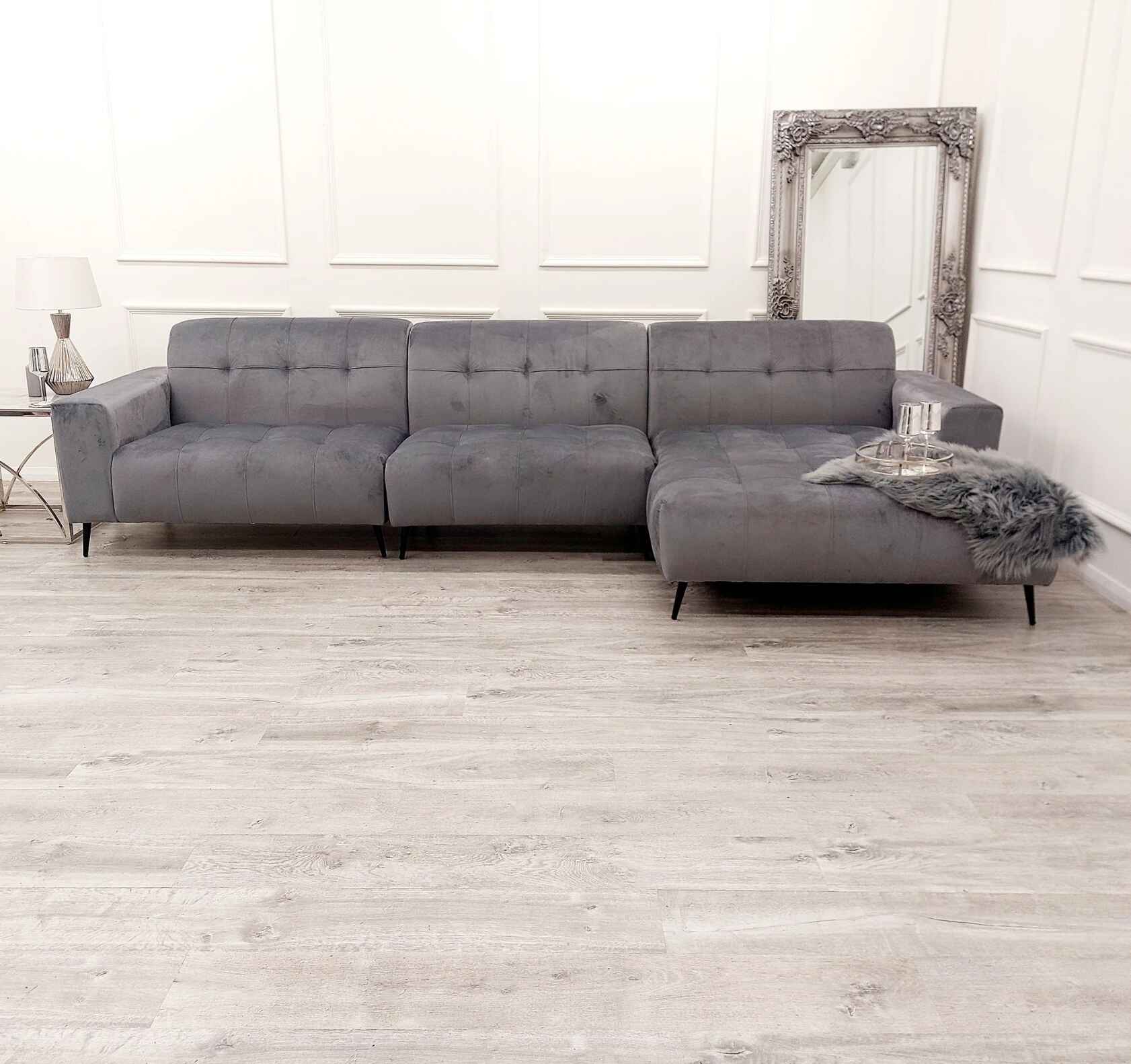 Oslo Corner Sofa in Silver Grey with Chaise SOLID FURNITURE UK