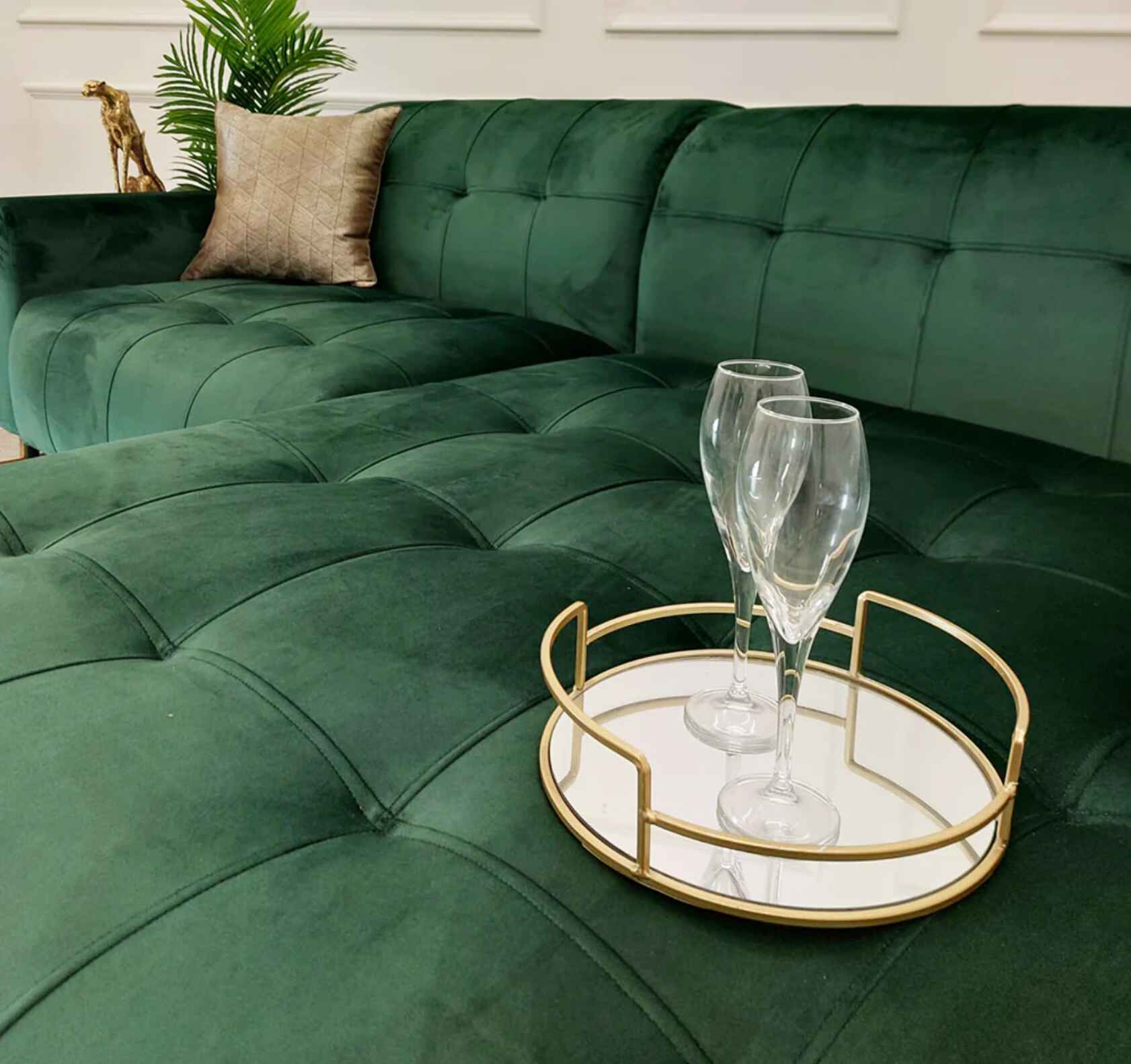 Emerald Green Velvet Oslo Corner Sofa SOLID FURNITURE UK