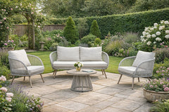 Outdoor 4 seater lounge set for garden and patio with comfortable cushioned seating and durable frame solid furniture UK