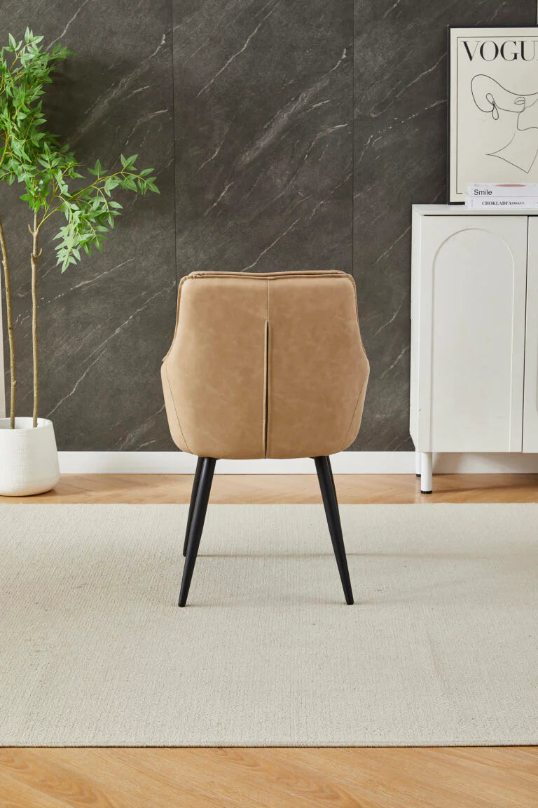 Back view of Beige Palermo dining chair with upholstered backrest and contemporary style from Solid Furniture UK