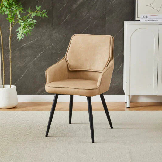 Beige Palermo dining chairs set of 2 with soft upholstered finish and modern styling from Solid Furniture UK