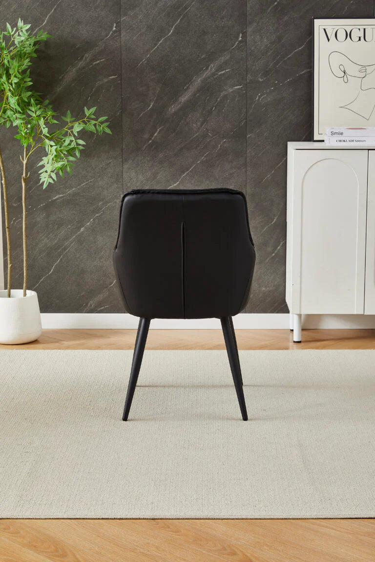 Back view of Black Palermo dining chair with premium upholstered back and modern appearance from Solid Furniture UK