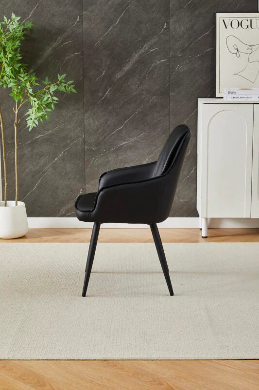 Side view of Black Palermo dining chair showing contemporary design and comfortable structure from Solid Furniture UK