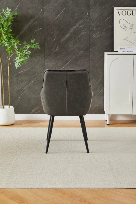 Back view of Grey Palermo dining chair with stylish upholstered finish from Solid Furniture UK