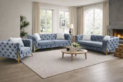 Paris Grey Chesterfield sofa set 3 2 1 seater living room collection solid furniture UK