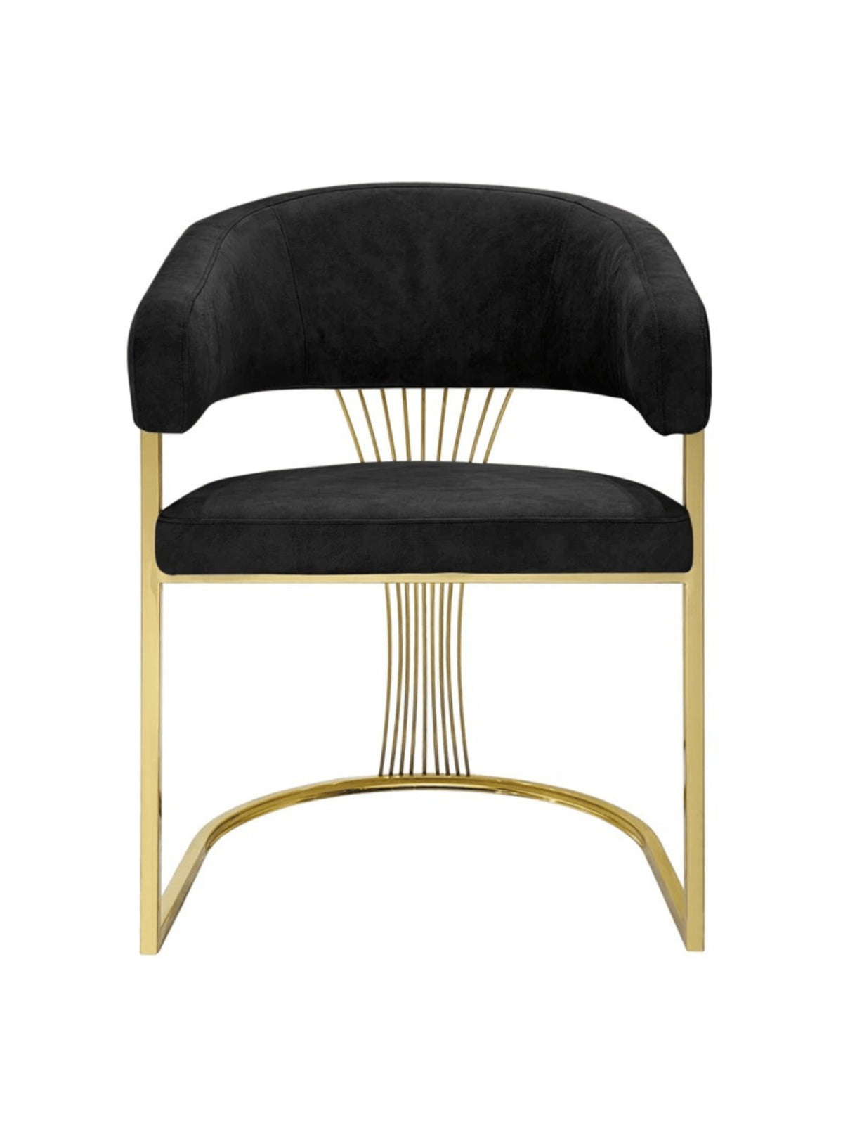 Porado Black and Gold Dining Chair with premium Leathaire upholstery and durable stainless steel frame, ideal for modern and luxury dining rooms in the UK.