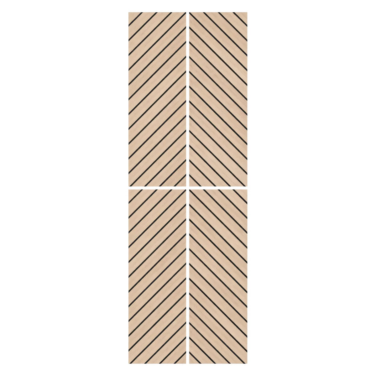 Closeup Premium Oak herringbone acoustic wall panel wood veneer acoustic felt backing pack of 4 solid furniture UK