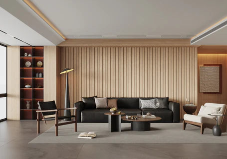 Premium Oak Seamless Wall Panel installed on modern kitchen wall Solid Furniture UK