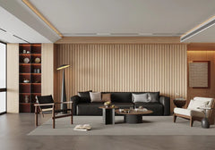 Premium Oak Seamless Wall Panel installed on modern kitchen wall Solid Furniture UK