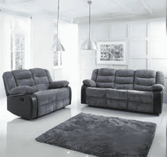 Rio cord fabric recliner sofa 2 and 3 seater set in elephant grey with cup holder console solid furniture UK