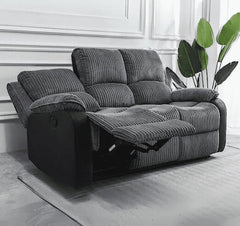 Angled view of Rio cord fabric 3 seater recliner sofa highlighting design and comfort SOLID FURNITURE LTD