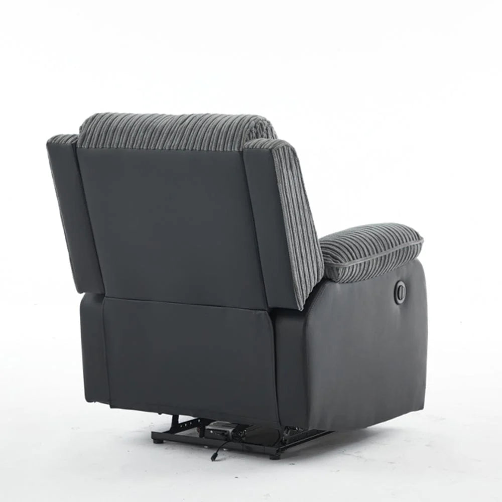 Back view of Rio cord fabric recliner chair highlighting rear design and upholstery solid furniture UK