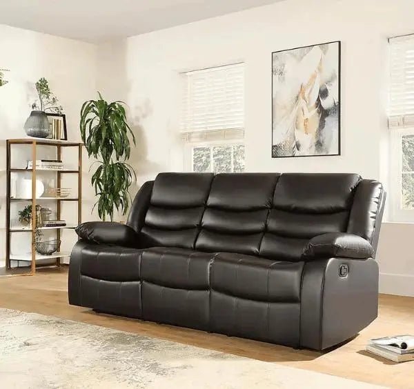 Roma brown leather 3 seater recliner sofa with comfortable cushioned seating SOLID FURNITURE LTD