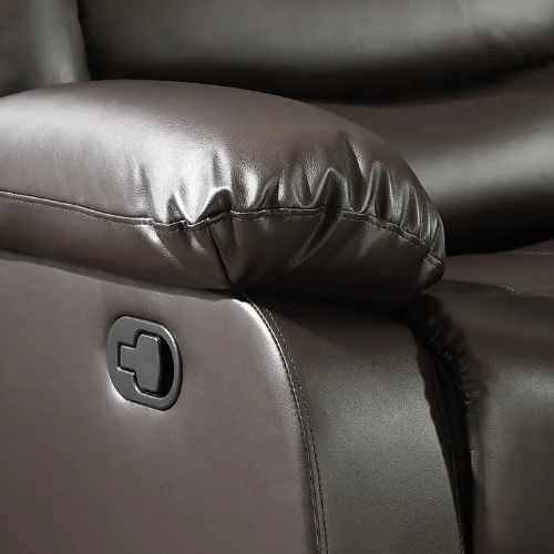 Side view of Roma brown leather recliner sofa highlighting reclining function SOLID FURNITURE UK