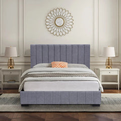Roma grey velvet bed frame main view Solid Furniture UK