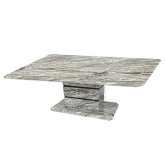 Front view of Roseberry Dining Table with grey and white marble-effect finish from Solid Furniture UK