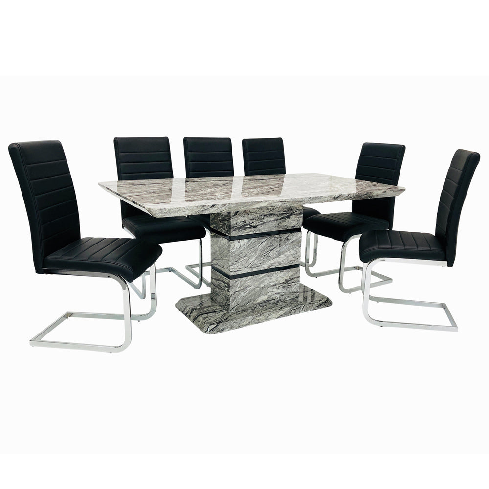 Roseberry Dining Table styled with dining chairs – modern 6 seater dining set from Solid Furniture UK
